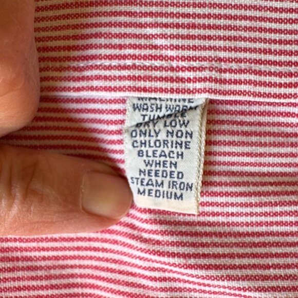 Vintage Polo Ralph Lauren Red White Stripe Button Front Mens Shirt - Picture 3 of 8
